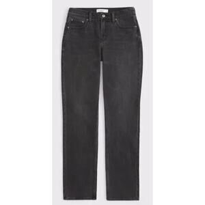 Abercrombie Fitch AF 90's Straight Mid Rise Jeans Curve Love Black Denim 28 6